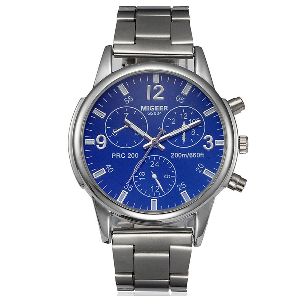 

Migeer Fashion Men Casual Three Sub Dial Stainless Steel Dress Watch, Cobalt blue