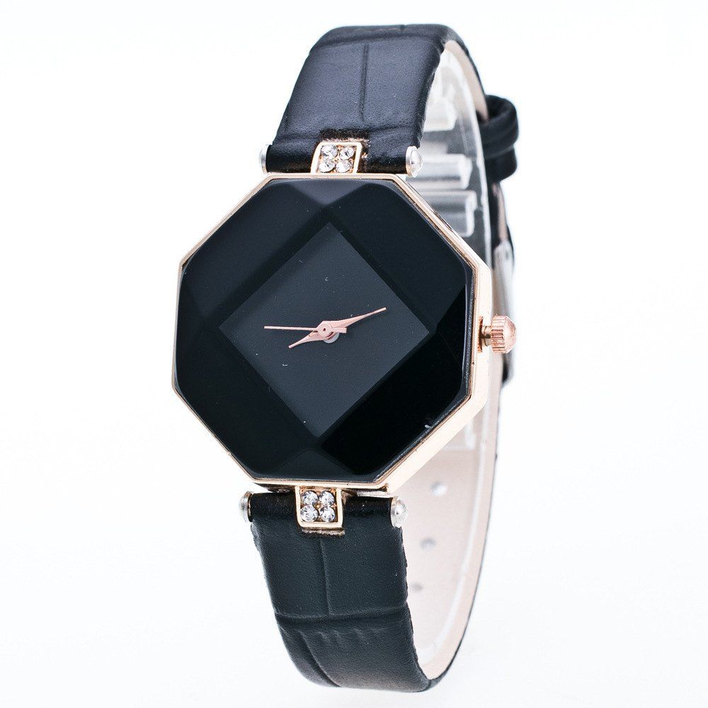 

The Latest Fashion Diamond Rhombus Lady Watch Student Leisure Fashion Watch, Black
