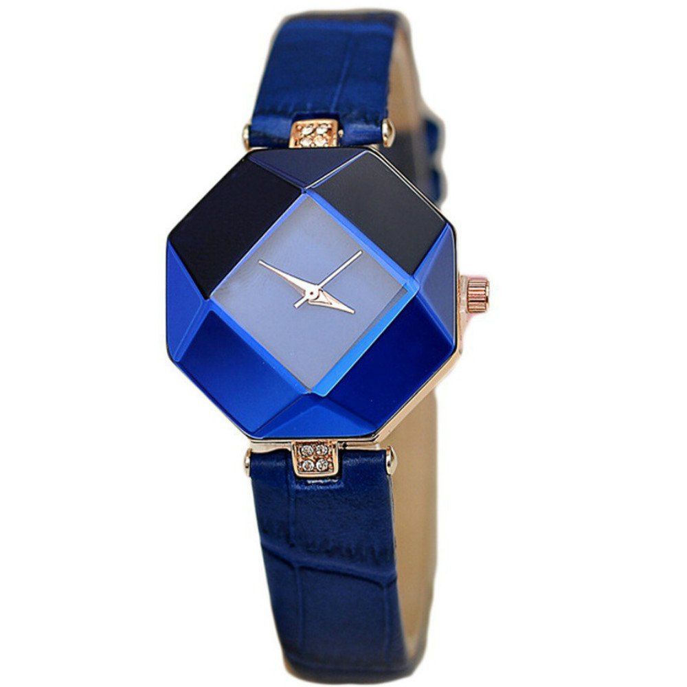 

The Latest Fashion Diamond Rhombus Lady Watch Student Leisure Fashion Watch, Deep blue