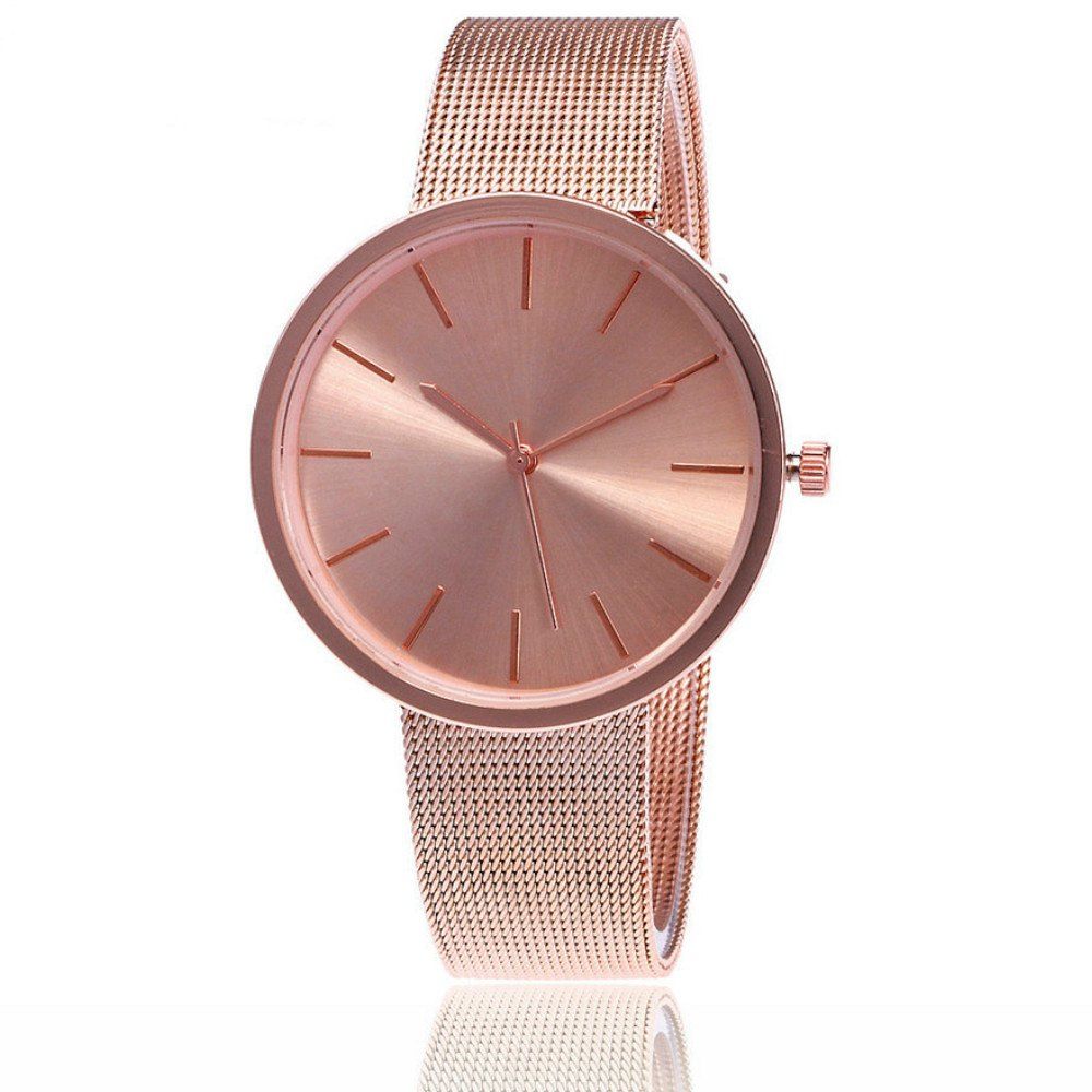

Fashion Silver And Rose Gold Mesh Band Wrist Casual Women Quartz Watch