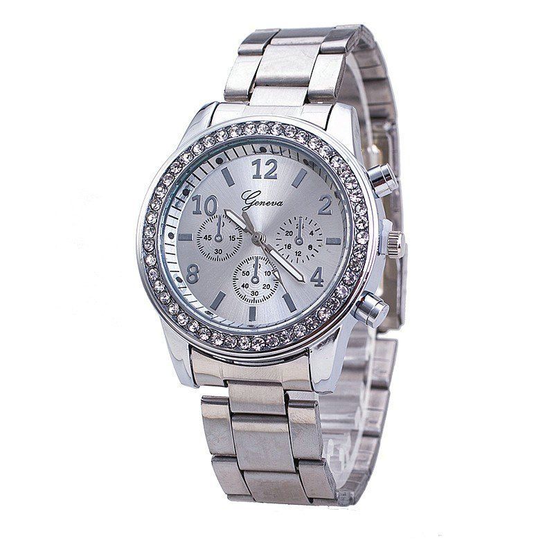 

The New Fashion Lady Business Steel Quartz Diamond Wrist Watch, Silver