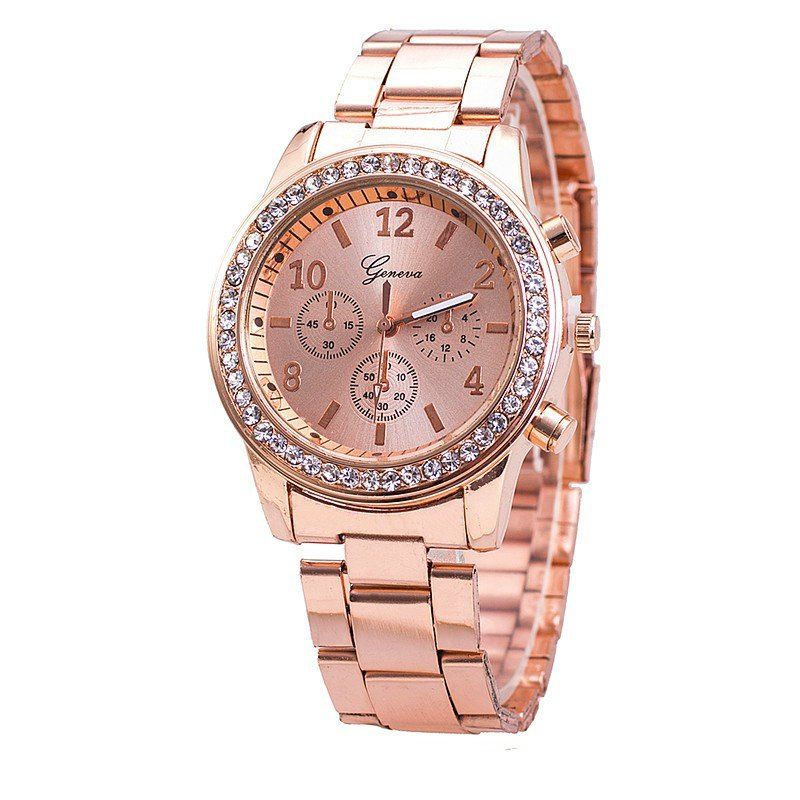 

The New Fashion Lady Business Steel Quartz Diamond Wrist Watch, Rose gold