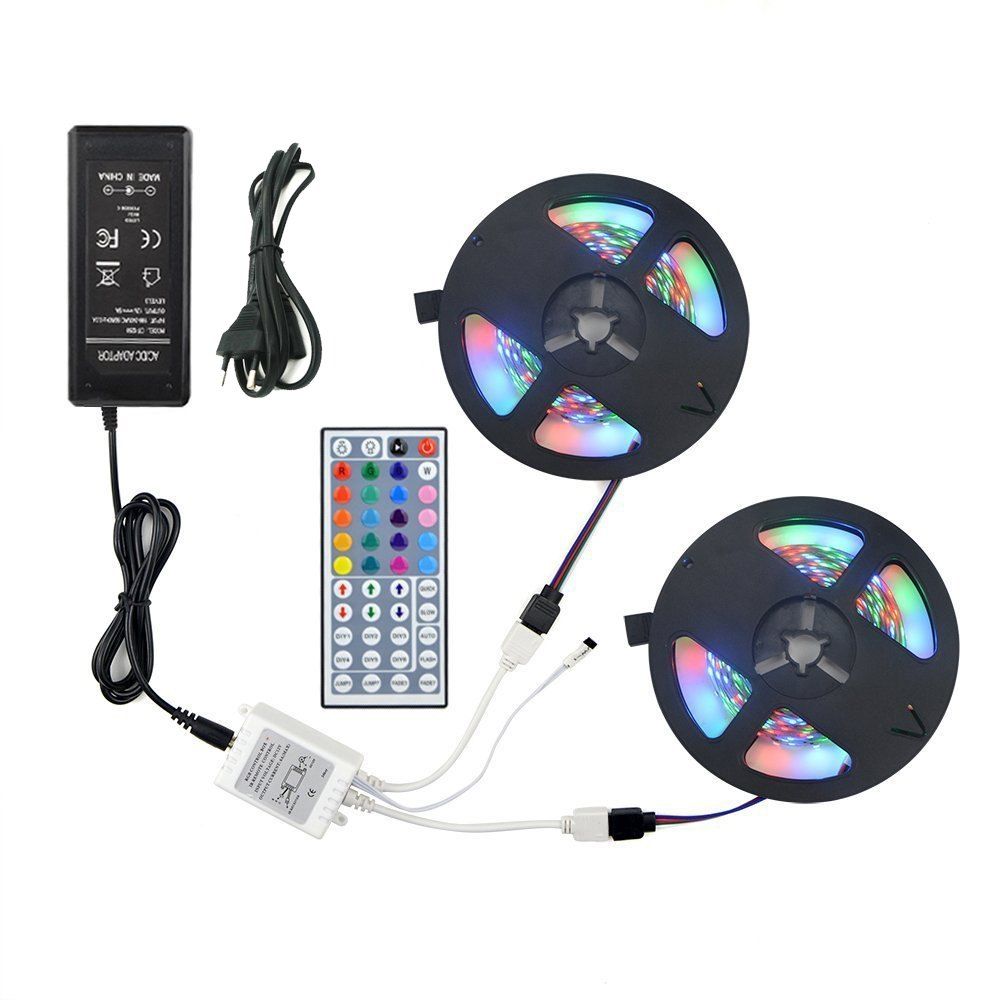 

ZDM 2 x 5M 2835RGB LED Strip Light 44Key IR Controller 12V3A Power Supply Suit, Multi-a