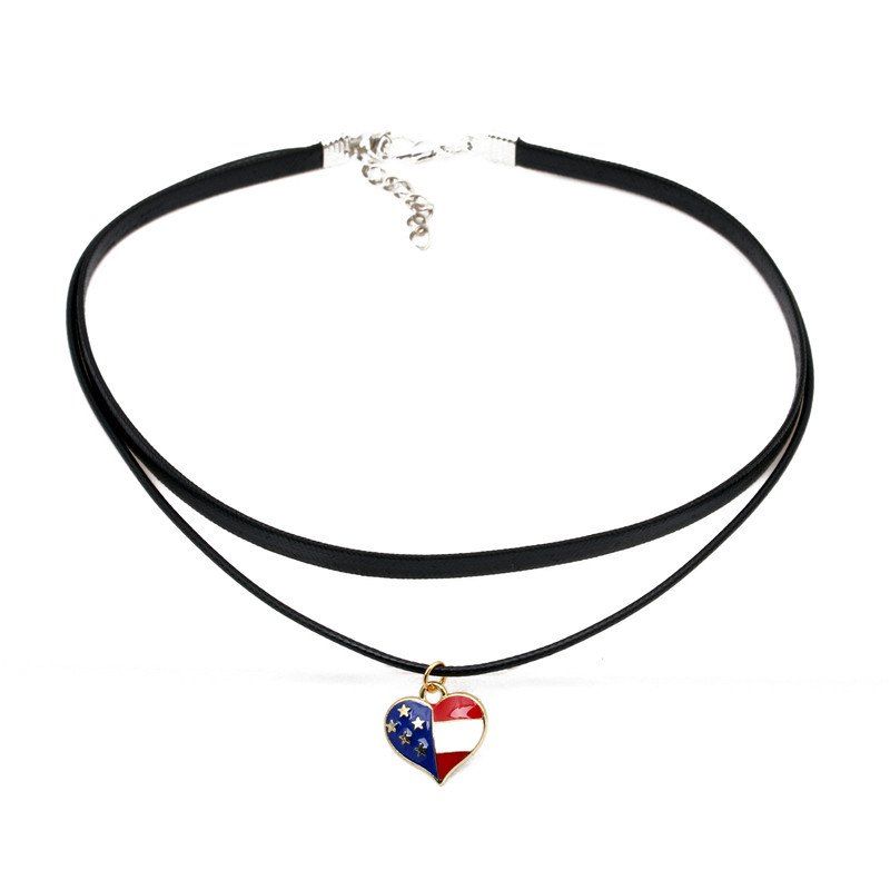 

Multi-Layer Simple Accessories American Flag Choker Collar Chain