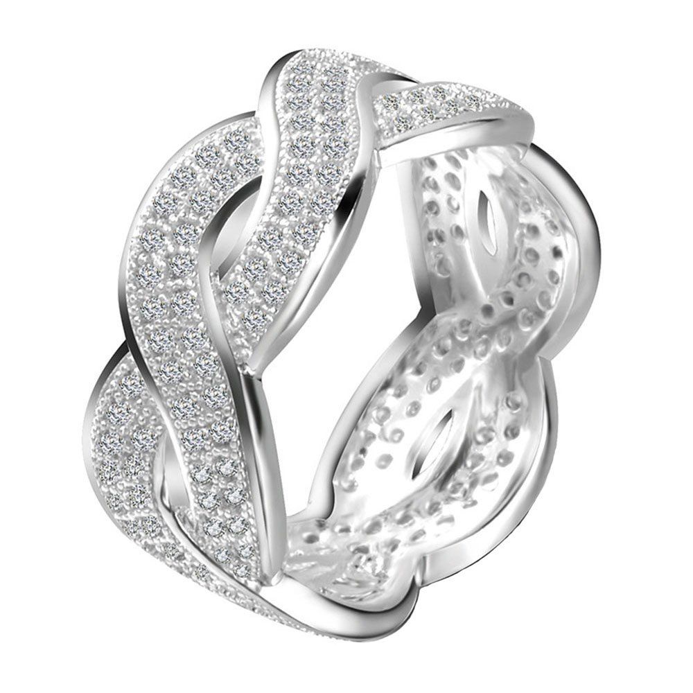 

Sterling Silver Artificial Diamond Zircon Ring, White