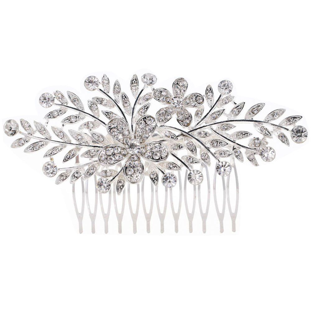 

New-style 2 Flowers Leaves Comb, Silver