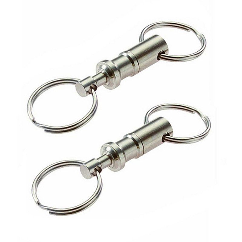 

2PCS Outdoor Double Side Detachable Key Ring, Silver