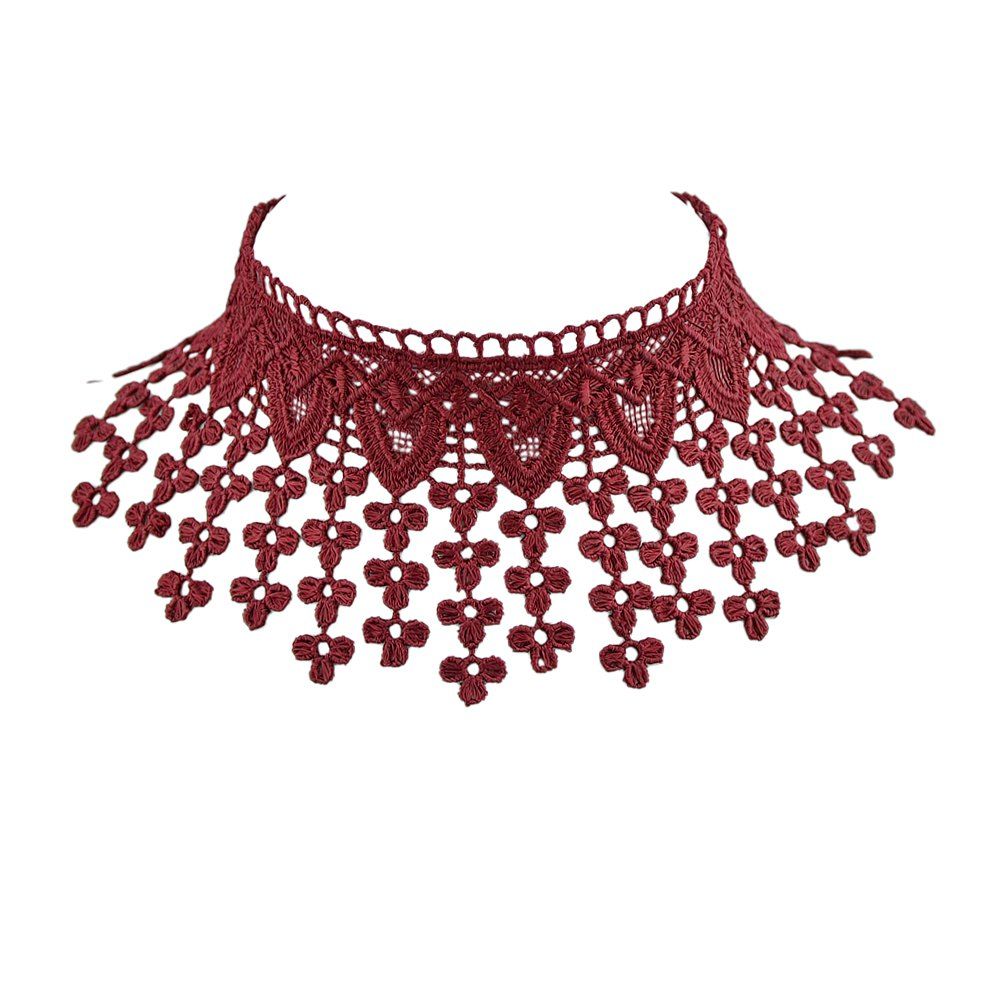 

Red Color Lace Rope Chain Choker Necklace, Lava red