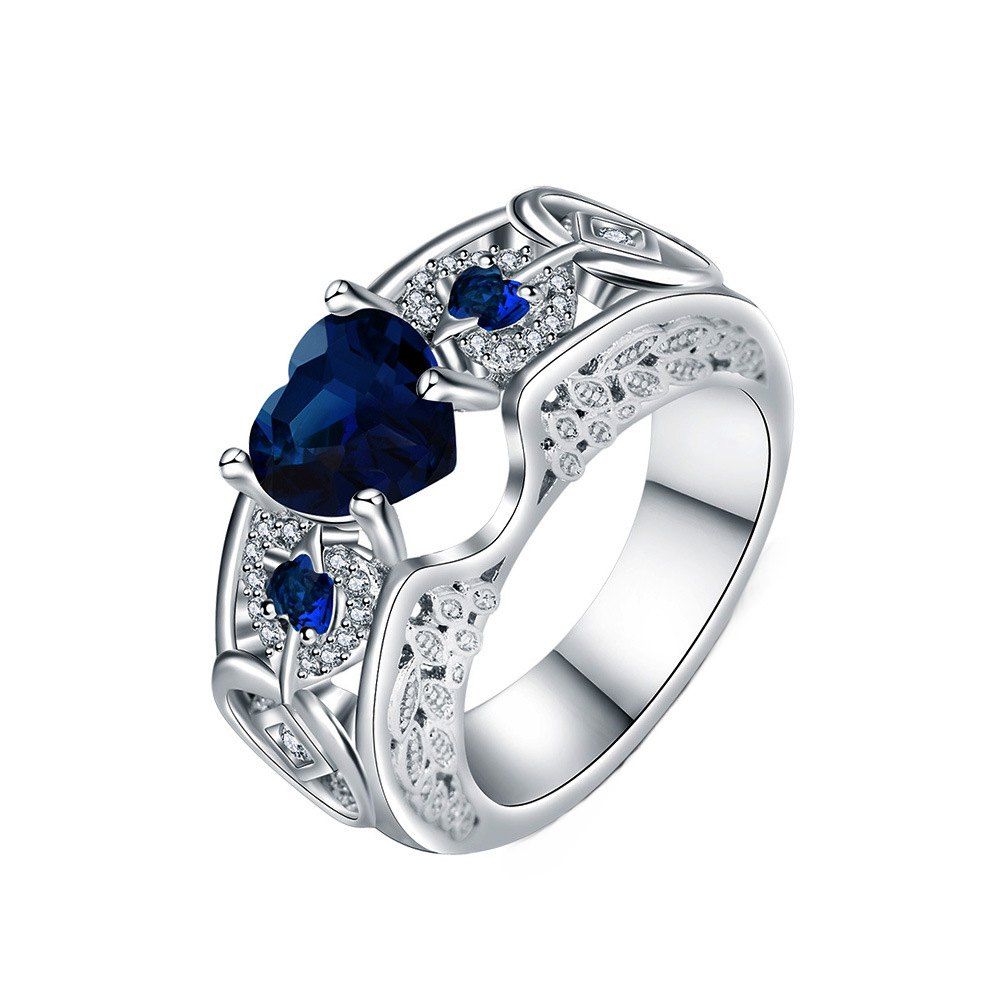 

Heart Shaped Wings Large Gemstone Diamond Ring, Deep blue