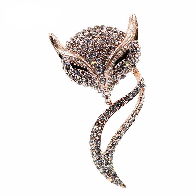 

PULATU Women Fashion Trend Diamond Crystal Fox Brooch for Women, Cool white