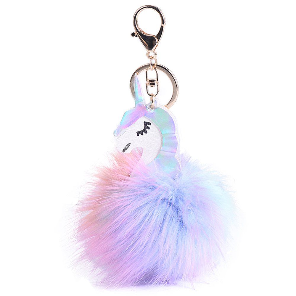 

Creative Animal Keychain for Women Creativity Fur Ball Pompom Pendant Keychains, Multi-a