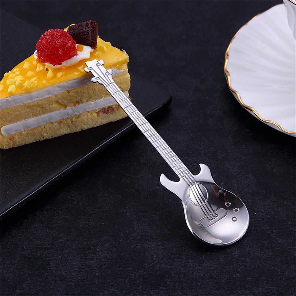 

High Quality Creative Stainless Steel Guitar Coffee Spoon, Silver