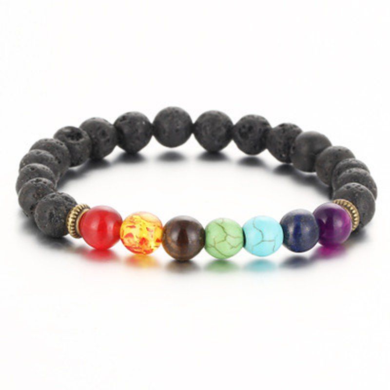 

Fashion 7 Chakra Bracelet Men Black Lava Healing Balance Beads Reiki Buddha Pray, Acu camouflage