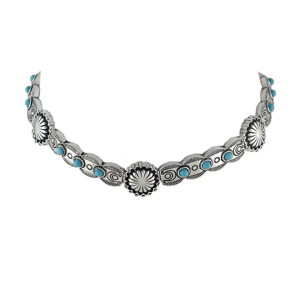 

Silver Turquoise Metal Choker Necklaces, Blue