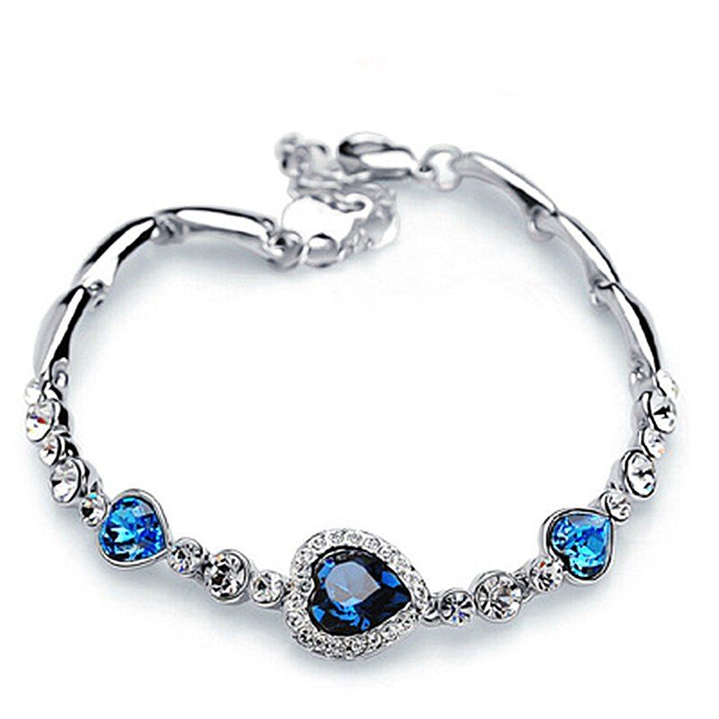 

Ladies Crystal Diamond Bracelet Jewelry Blue Ocean Heart, Sapphire blue