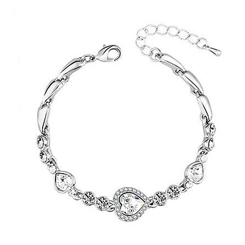 

Ladies Crystal Diamond Bracelet Jewelry Blue Ocean Heart, White