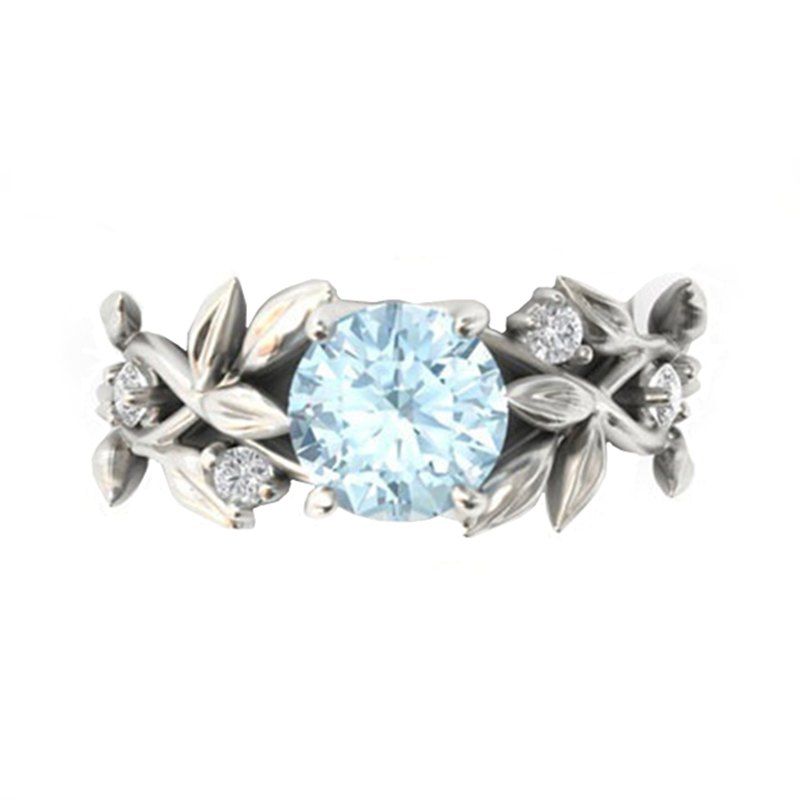 

Creative Features Fashionable Olive Leaves Rings Diamond, Light blue