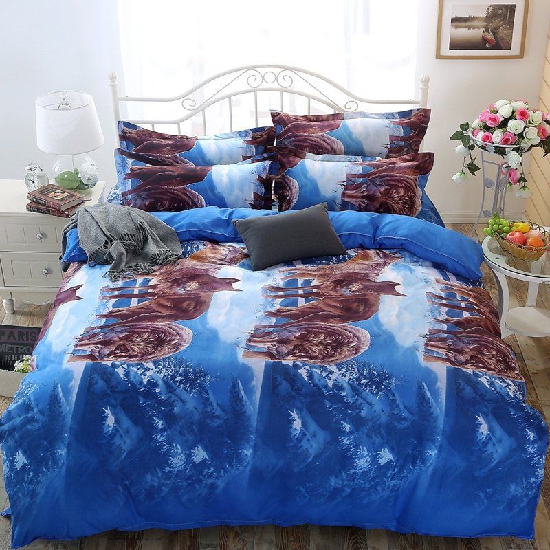 Blue Eyes King Home Decoration Snow Wolf Bedding Sets Duvet Cover New Home Decoration Snow Wolf Bedding Sets Duvet Cover Set