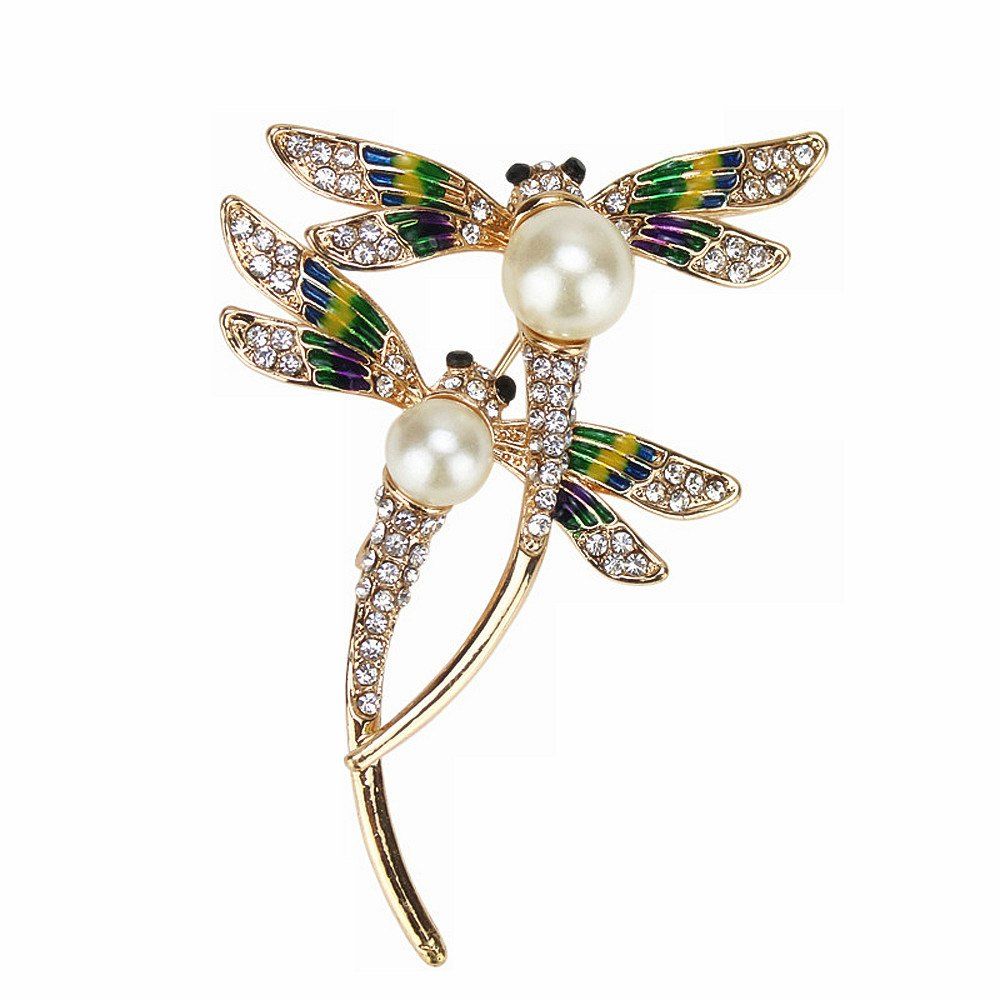 

PULATU Diamond Simulate-Pearl Brooch C1L1-11, Golden brown