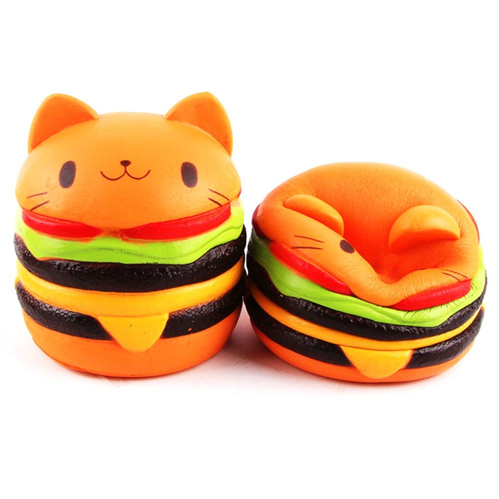 

Cat Hamburger Food Jumbo Squishy Cake Squeeze Slow Rising Fun Toys, Orange