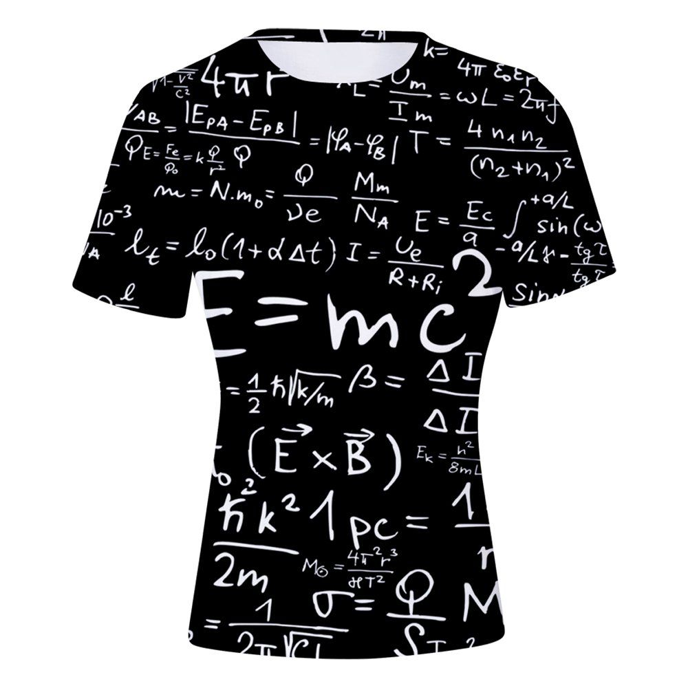 

2018 New Equation Print 3D T-Shirt, Multi-a