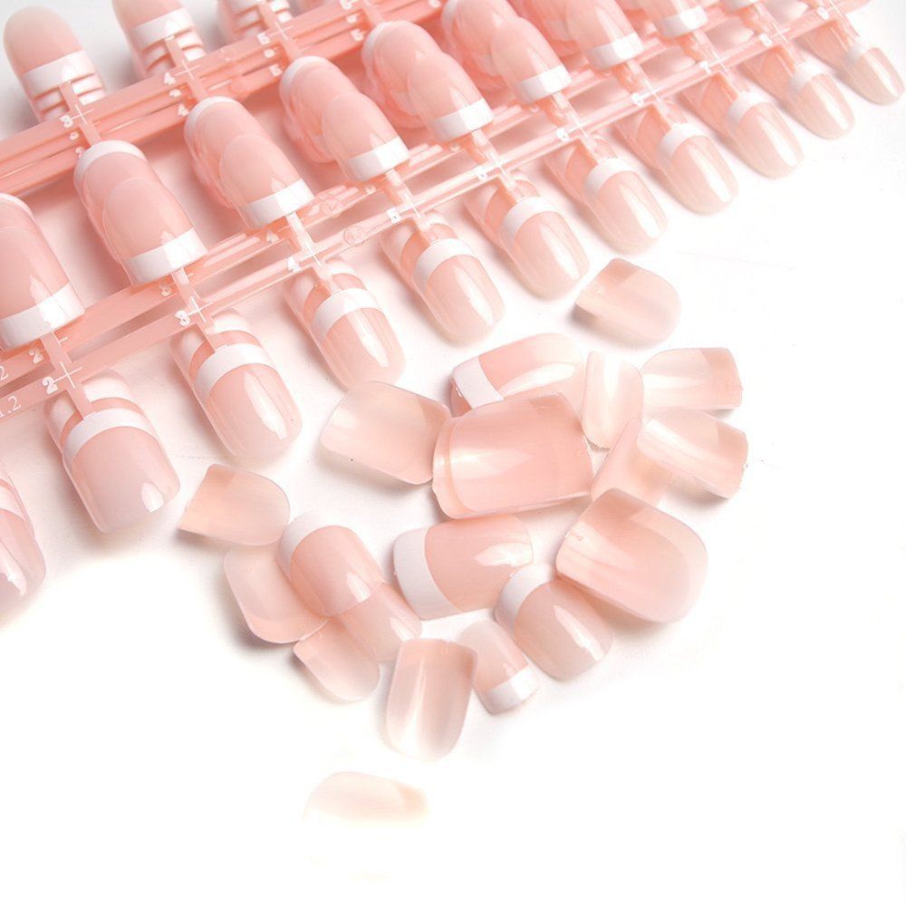 

24PCS Natural French Short Nails Classical, Warm white