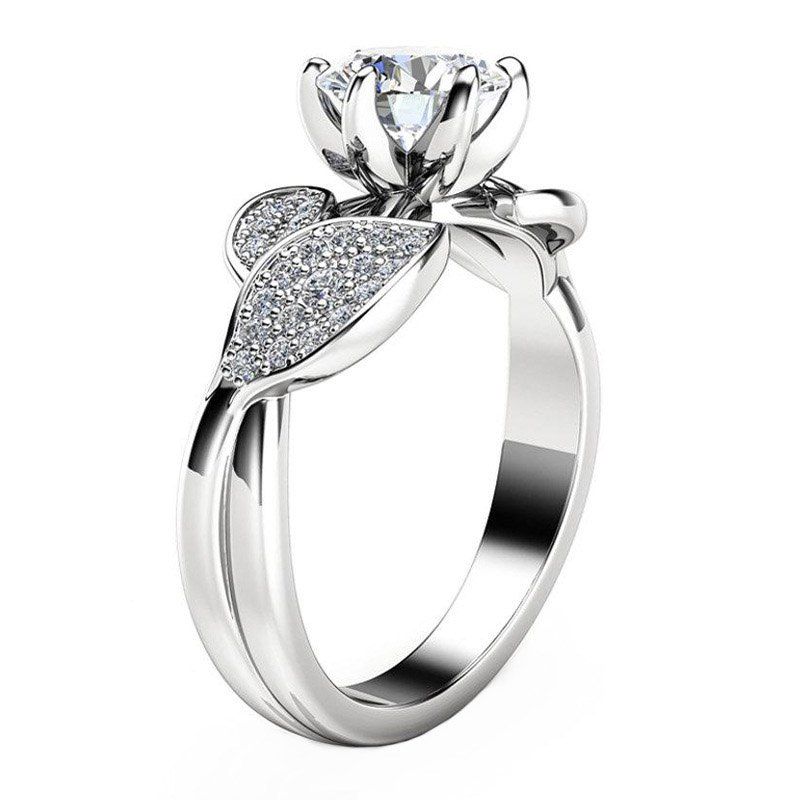 

Artificial Diamond Flower Couple Ring, Milk white