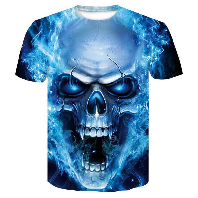 

Men 3D Shantou Devil Printing Short Sleeve T-shirt, Blue
