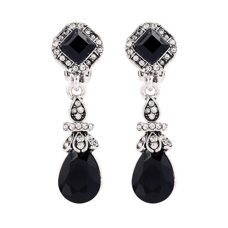 

Fashionable Bohemian Water Drop Pendant Earrings, Black