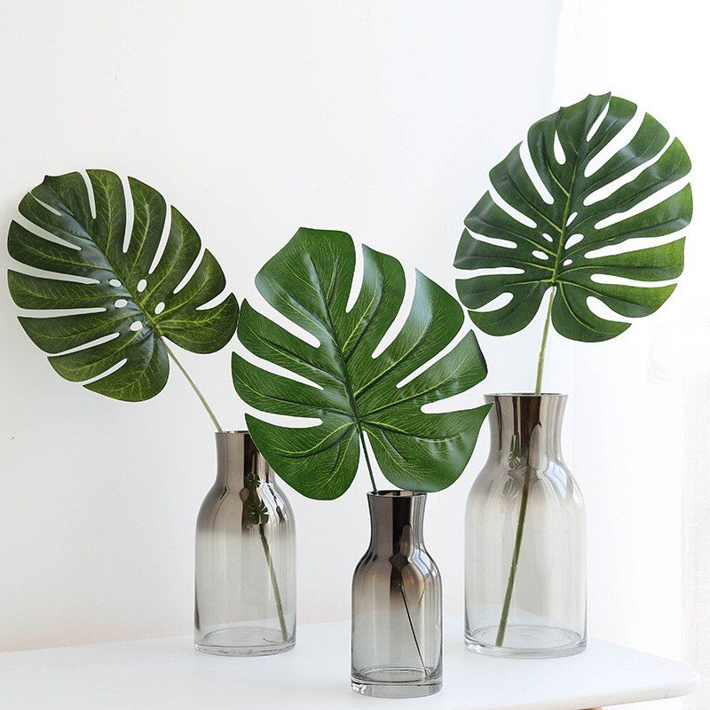 

3PCS Leaf Fresh Style Home Office Artificial Plant Decor, Jungle green