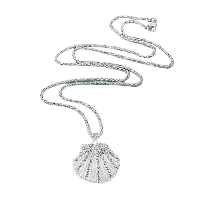 

Fashion Gold Silver Jewelry Crystal Metal Shell Necklace For Women Girl