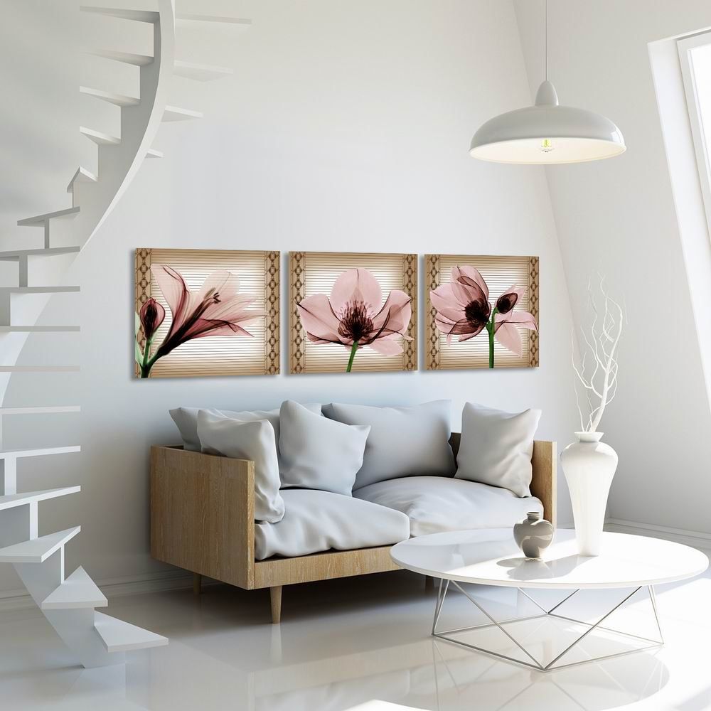 

W283 Unique Flowers Frameless Wall Canvas Prints for Home Decorations 3 PCS, Multi-a