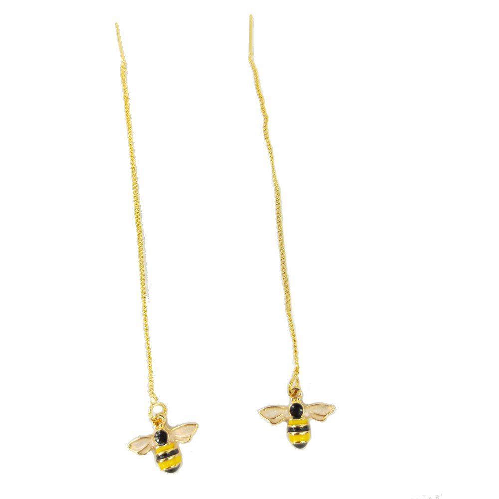 

Yellow Honeybee Long Chain Earrings