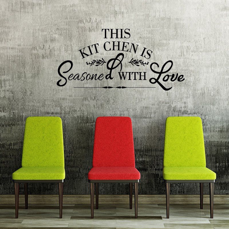 

Kitchen Love Wall Sticker Restaurant Home Decor Removable Decal Art DIY Vinyl, Black