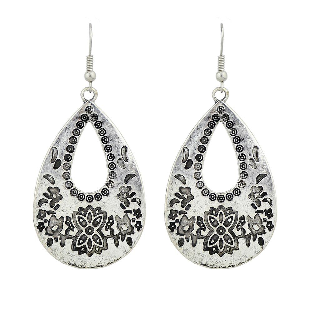 

Antique Gold Black Enamel Water Drop Earrings, Silver