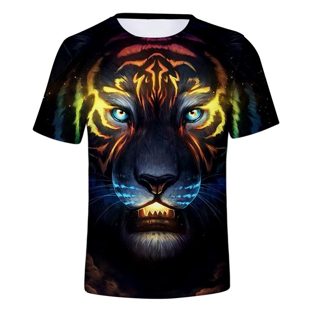 

2018 New Tiger Printed 3D T-Shirt, Multi-a