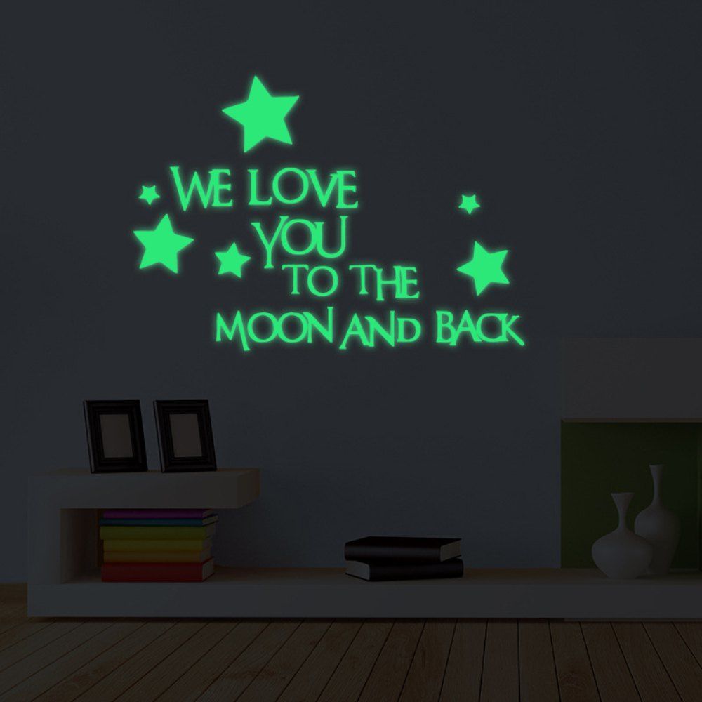 

We Love You Noctilucent Engraving Wall Sticker, Mint green