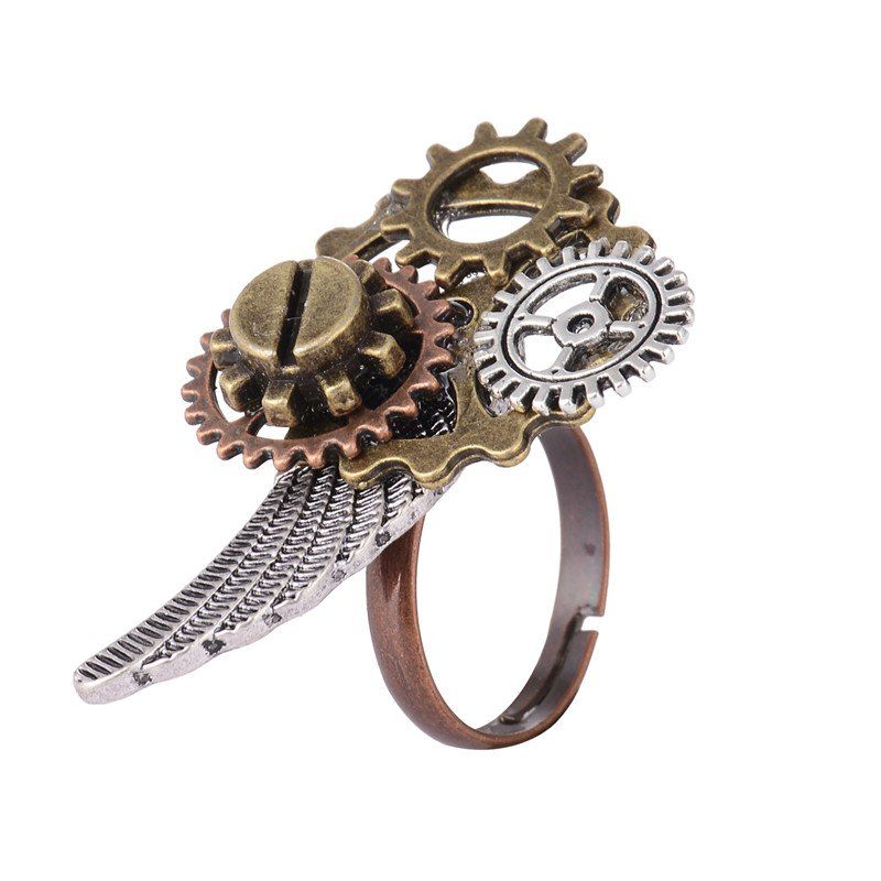 

New Steampunk Opening Adjustable Gear Tripod Ring Jewelry, Multi
