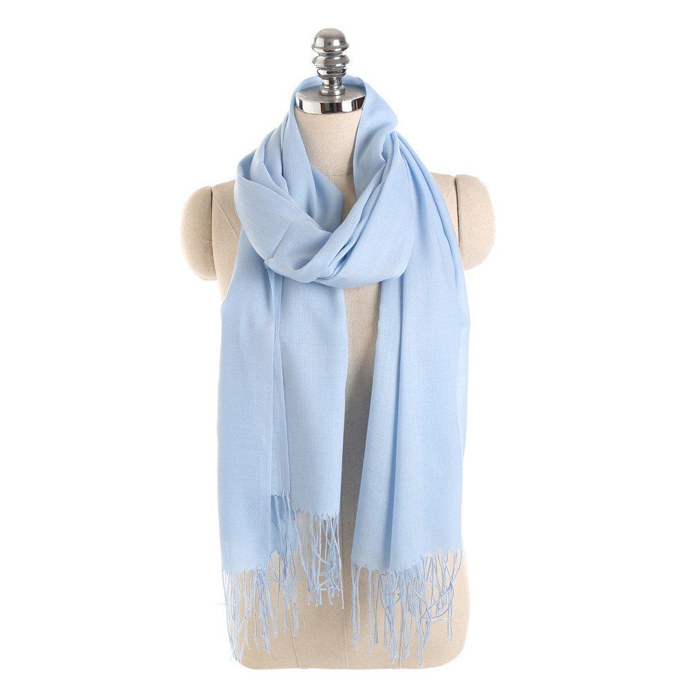 

M1793 Large Soft Cashmere Feel Pashmina Shawls Wraps Winter Scarf, Powder blue