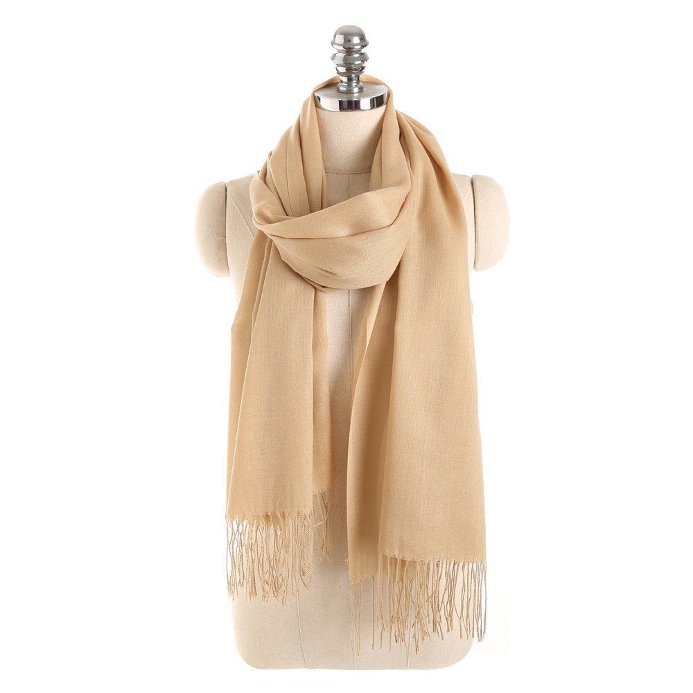 

M1793 Large Soft Cashmere Feel Pashmina Shawls Wraps Winter Scarf, Brown sugar