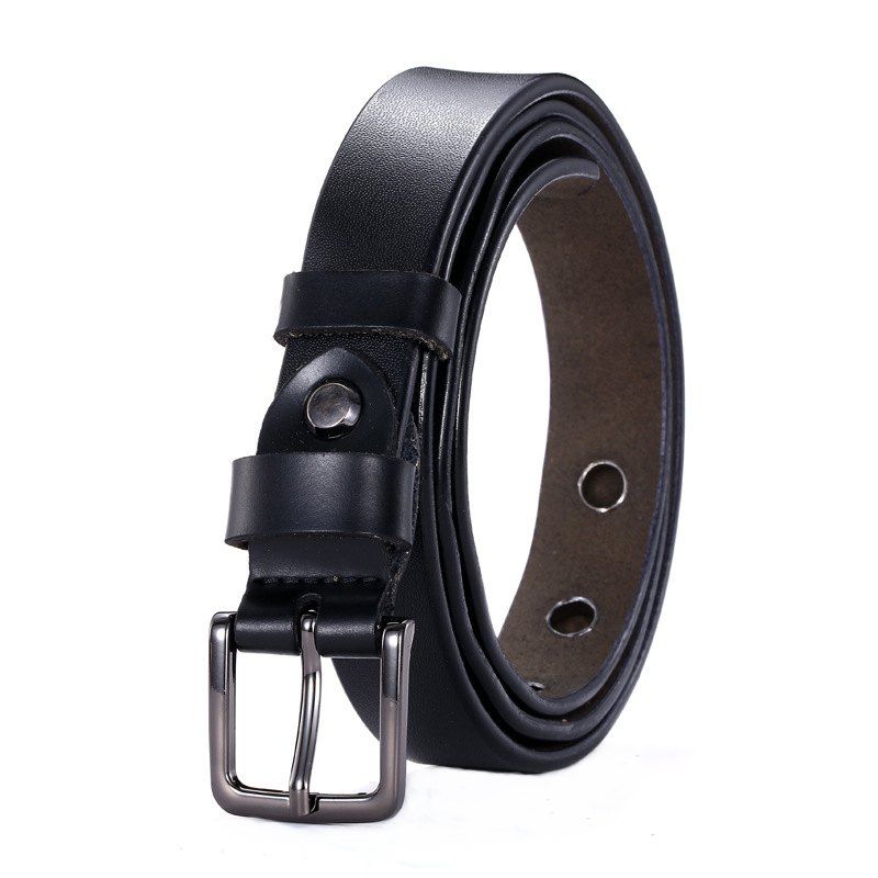 

Fashion Square Buckle Hollow Leather Belt, Black