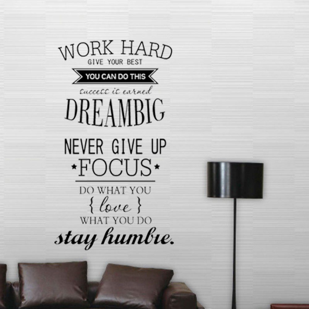 

Work Hard Dream BIg Proverbs Art Wall Stickers., Black