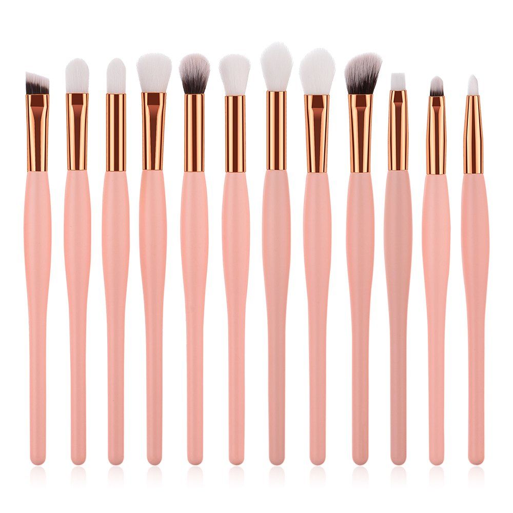 

12PCS Small Pregnant Belly Pink Handle Eye Brush