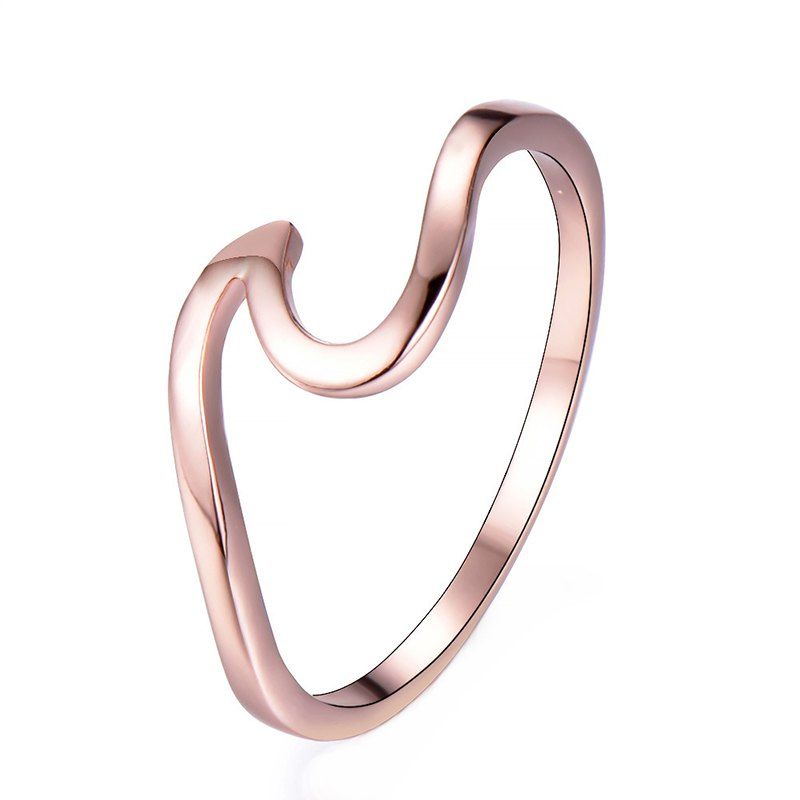 

Simple U-shaped Geometric Single Wave Metal Couple Ring, Champagne