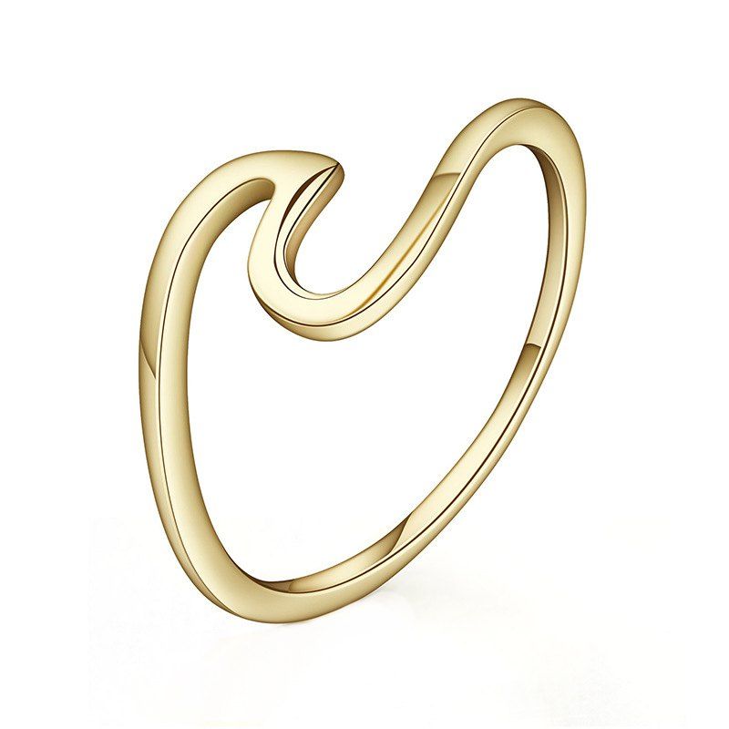 

Simple U-shaped Geometric Single Wave Metal Couple Ring, Yellow