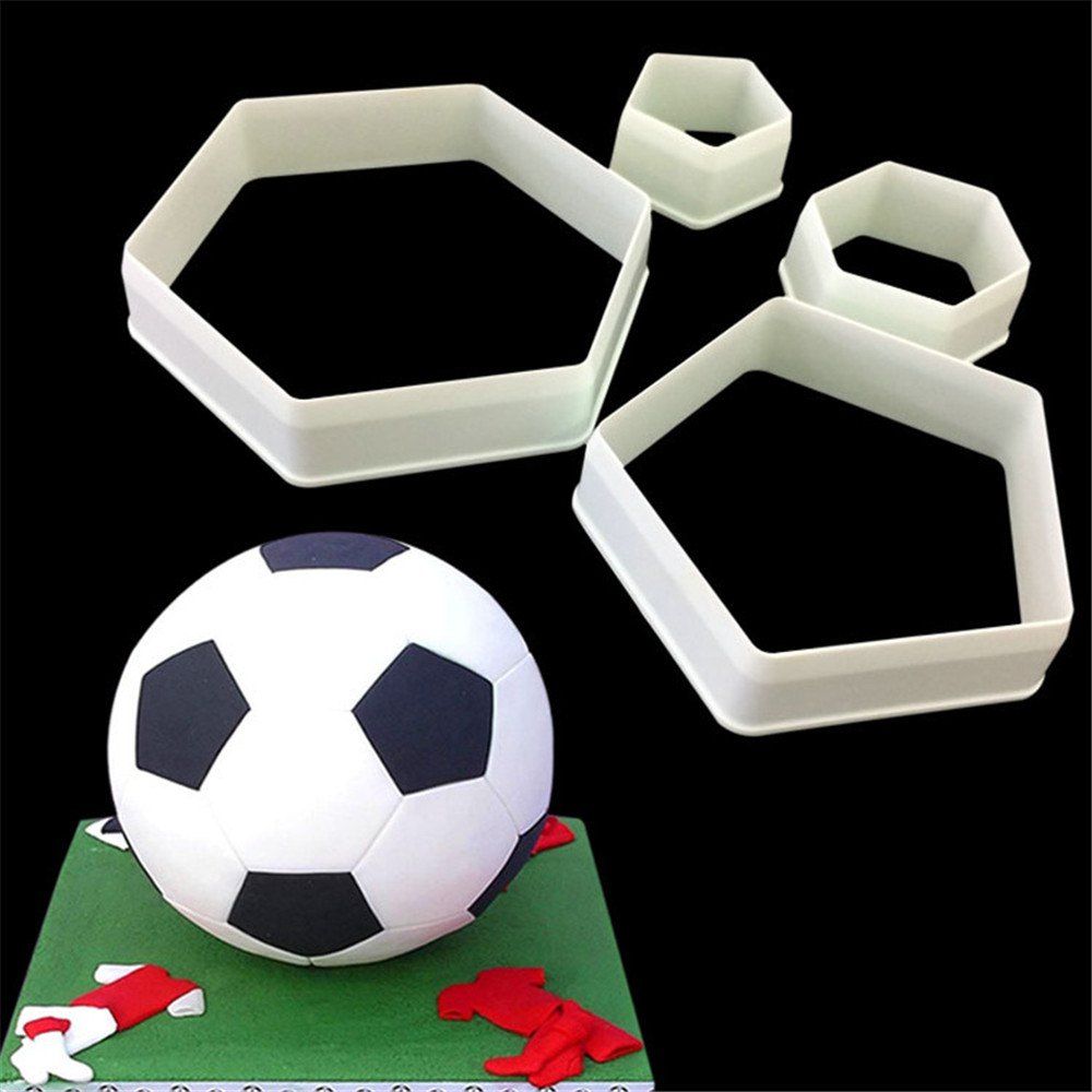 

Football Fondant Cake Printing Plastic Biscuit Modeling Cutting Tool 4PCS, White