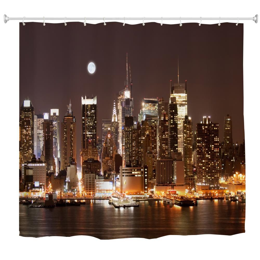 

Midnight Manhattan Water-Proof Polyester 3D Printing Bathroom Shower Curtain, Multi-a