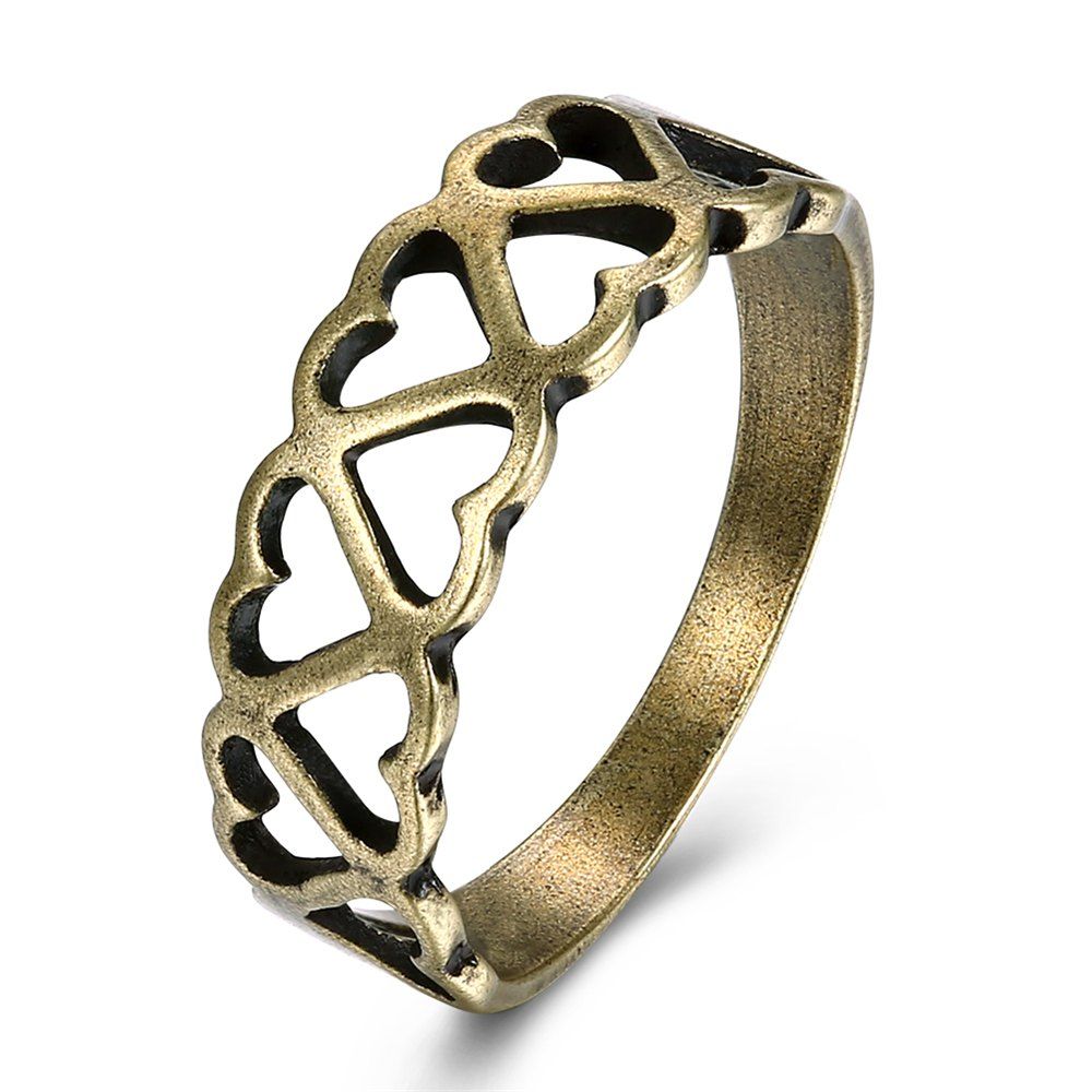 

Vintage Hollow Out Heart Ring Charm Jewelry, Bronze