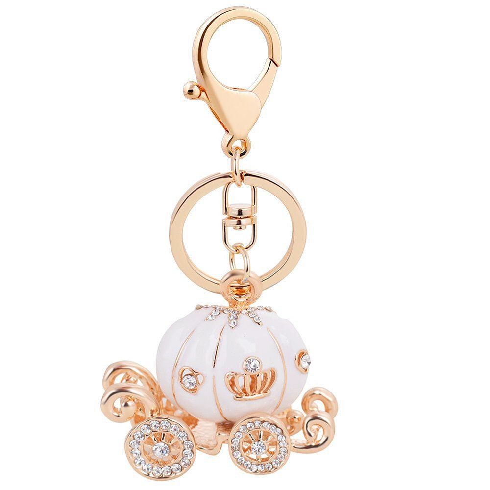 

EASYA Keychain Fashion Luxury Car Key Ring Grade Resin Pumpkin Car Diamond, Natural white