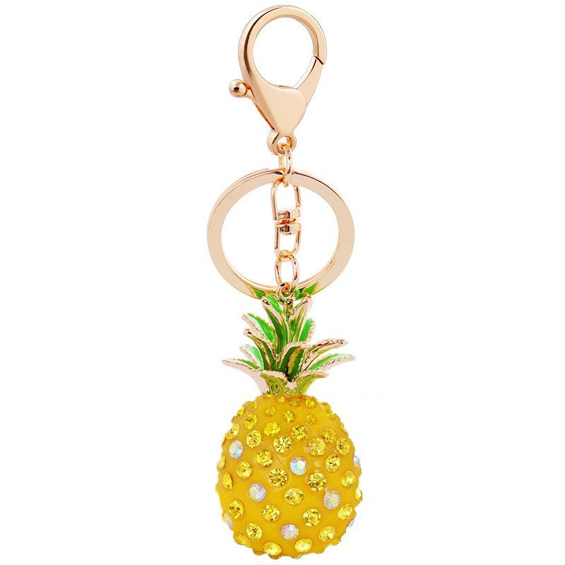 

Cute Fashion 3D Cubic Graven Pineapple Shaped Rhinestone Alloy Metal Car Bag, Parchment